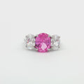 Large Three Stone Oval with Pink  Centre Stone
