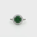 Classic Brilliant Cut Halo Ring with Emerald Centre Stone
