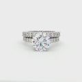 Large Round Solitaire with Brilliant cut stones on Band with matching half band
