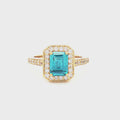 Emerald Cut Halo with Topaz stone in Yellow