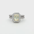 Emerald Cut Yellow colour Halo with  Matching Band