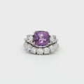 The Meghan Amethyst Three Stone Ring and Five Stone Curved Band