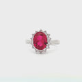 Duchess Oval Cut Diamond Cluster Ring with Ruby Centre Stone
