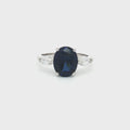 Oval Cut Ring with Marquise Side Stones and Sapphire Centre Stone