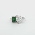 Toi Et Moi Teardrop and Emerald Cut  Emerald Colour Ring
