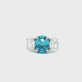 Large Three Stone Oval with Blue Topaz Centre Stone