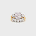 The Meghan Three Stone Ring and Five Stone Curved Band in Yellow