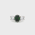 Oval Cut Ring with Two Brilliant Side Stones with Emerald Centre Stone