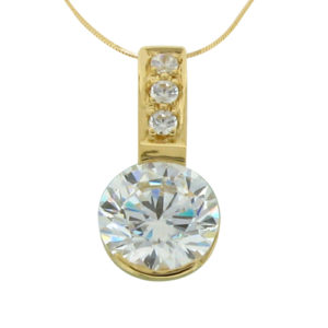 2ct diamond simulant yellow gold pendant