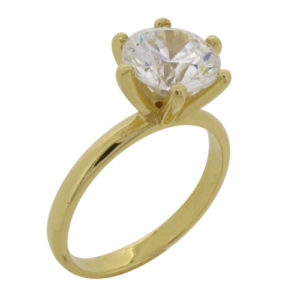 Brilliant Solitaire 4 carat (8mm) Diamond Simulant Ring in 14 or 18 carat White or Yellow Gold by Desert Diamonds