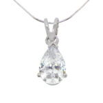 tear drop solitaire diamond simulant pendant