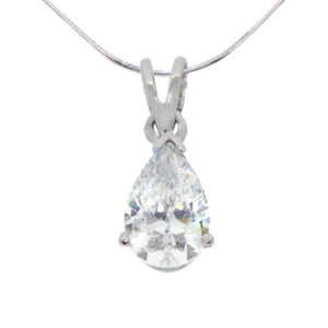 tear drop solitaire diamond simulant pendant