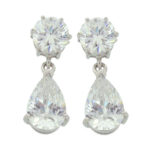 Brilliant 2carat 5.25 millimeter  with drop link 2 carat  6 x 9 millimeter Tear drop Diamond Simulant prong set Stud Earrings Drop