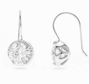 Brilliant 6.5 carat 10 millimeters Diamond Simulant earrings in prong set