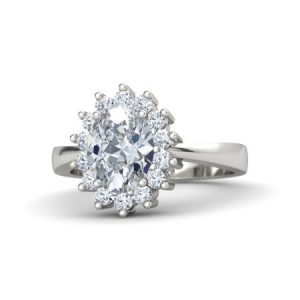 gorgeous large solitaire diamond ring in silver or white gold
