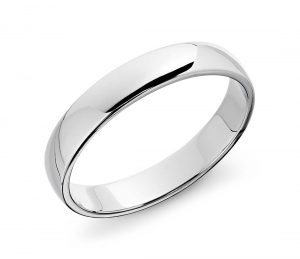 simple classic silver or solid white gold men's wedding band