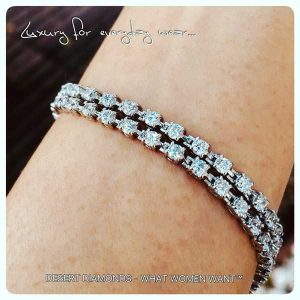 new desert diamond tennis bracelet on woman's wrist