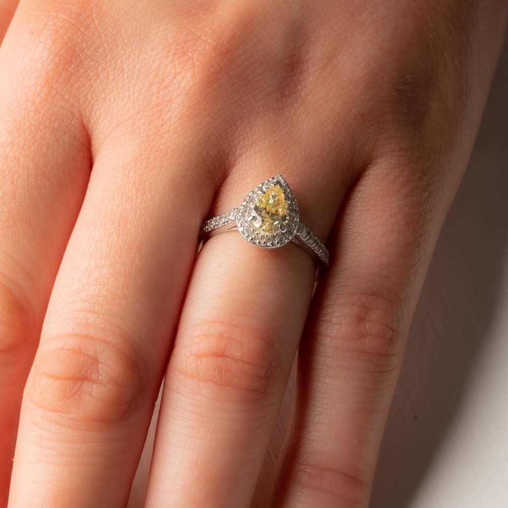 Buy Teardrop Yellow Diamond Halo Ring Online Desert Diamonds Ireland