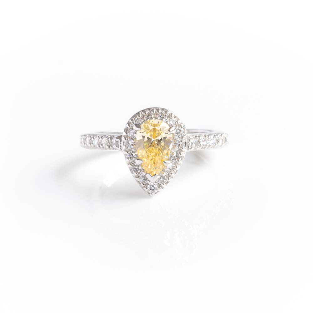 Buy Teardrop Yellow Diamond Halo Ring Online - Desert Diamonds Ireland